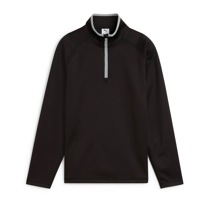 Boys Waffle Fleece 1/4 Zip Svart Puma