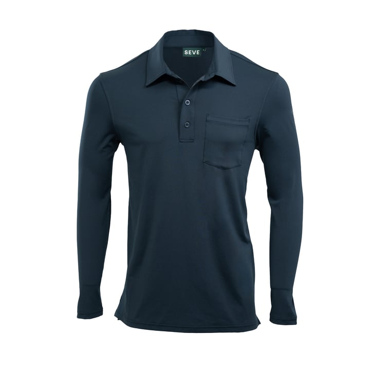 Yokohama Pocket Polo LS Blau Seve