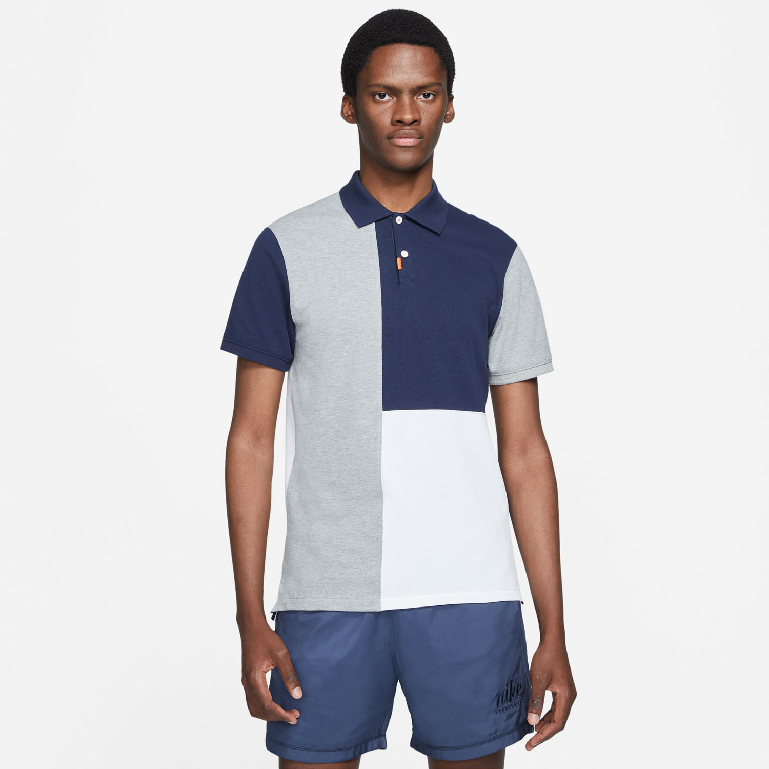 The Polo Color-Block Sli: Obsidian/Dk Grey Heather/Particle G, L