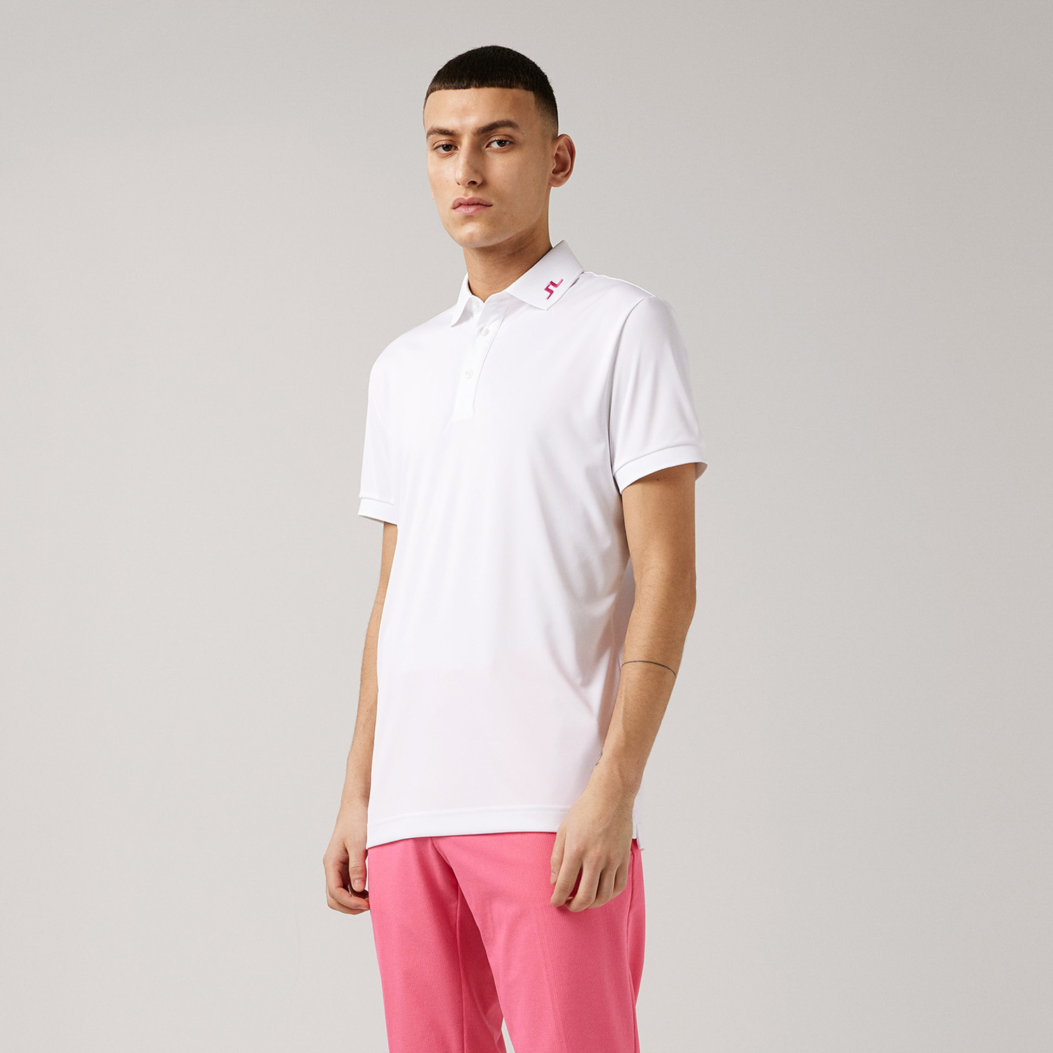 pink golf shirt