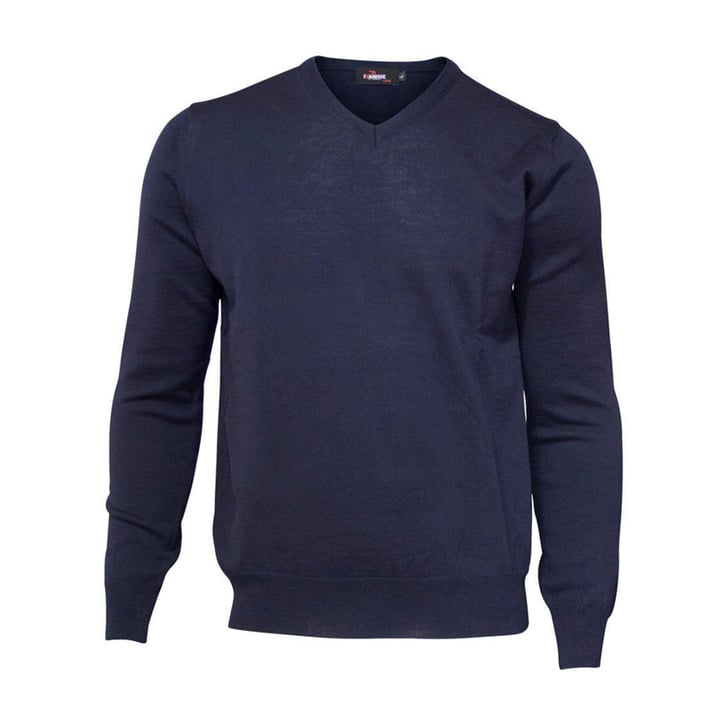 Merino V-Neck Blau Ivanhoe