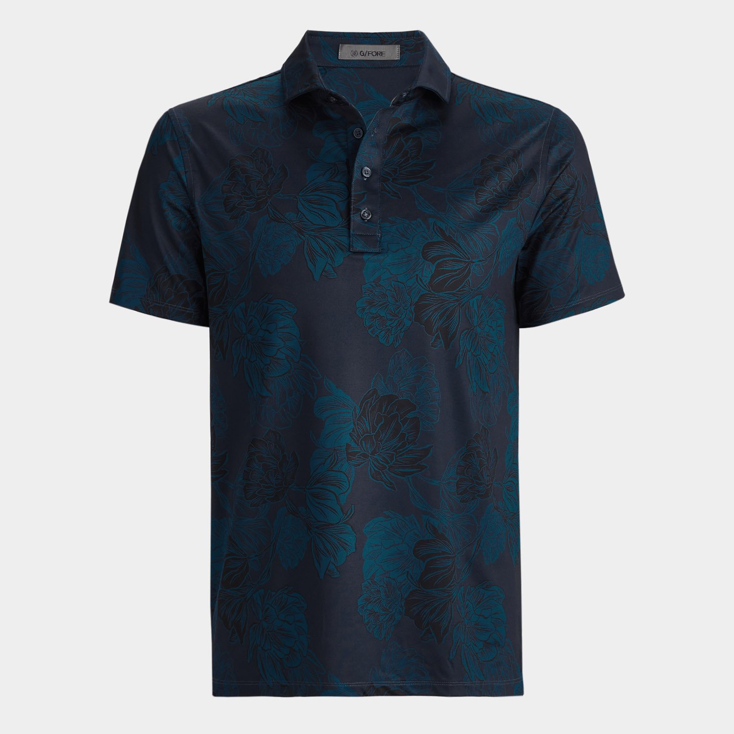 Stamped Floral Tech Polo Blå