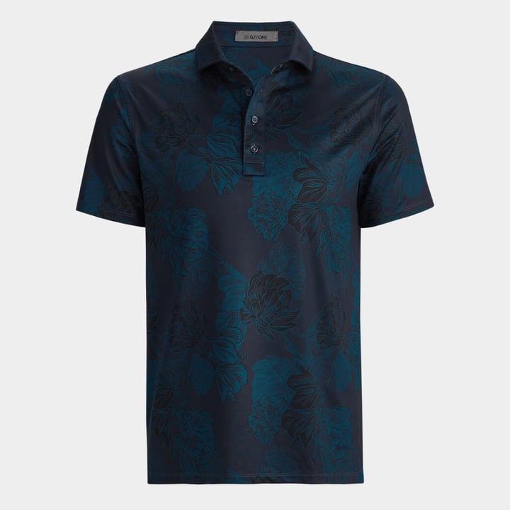 Stamped Floral Tech Polo Blå G/Fore