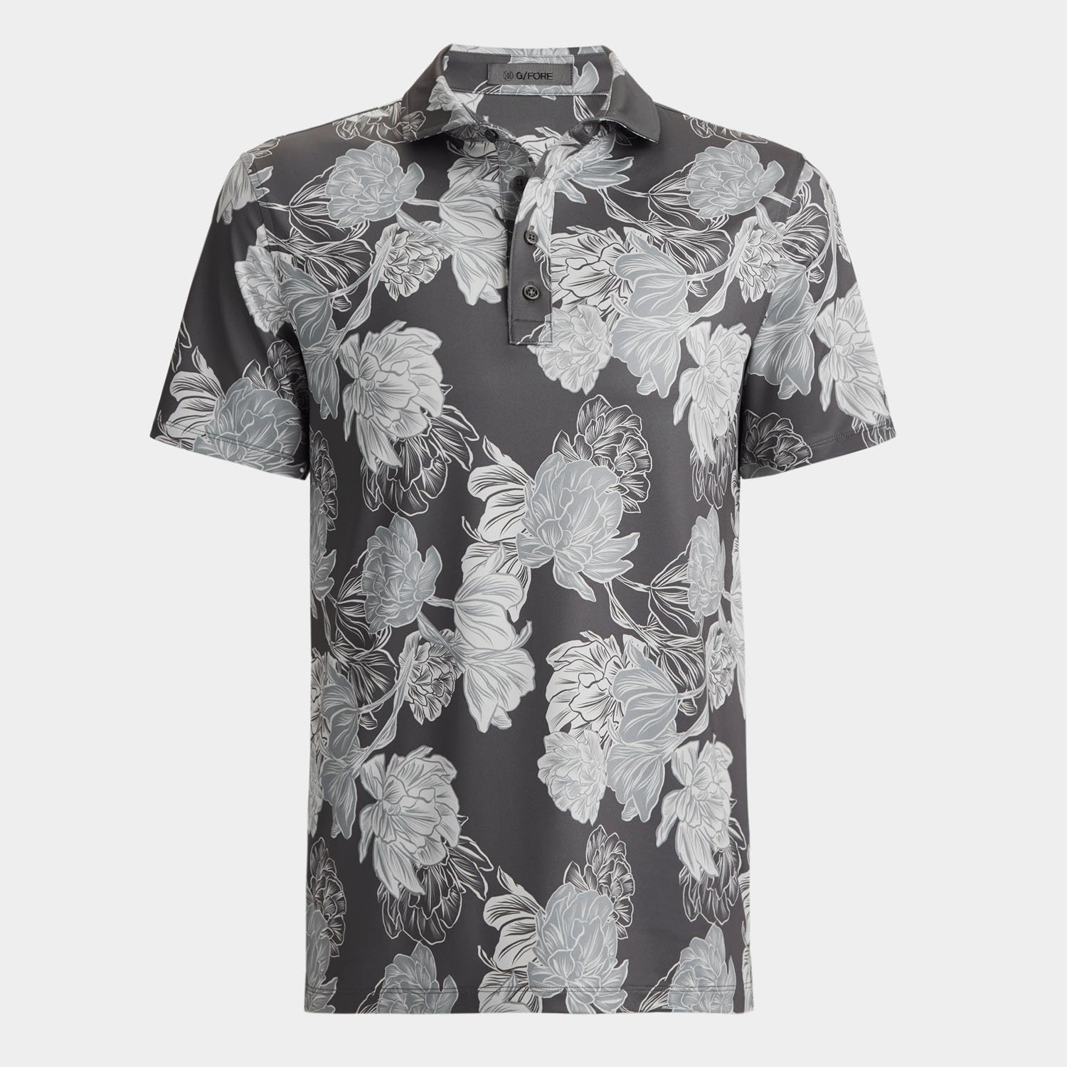 Stamped Floral Tech Polo Grå