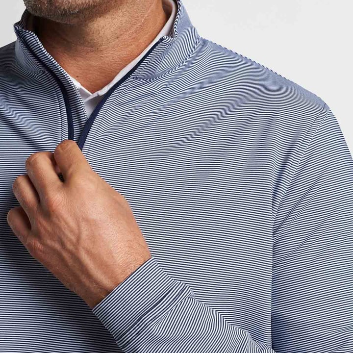 Perth Mini Stripe 1/4 Zip Blau Weiß Peter Millar