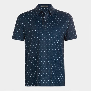 Geometric Floral Tech Jersey Polo Blå G/Fore