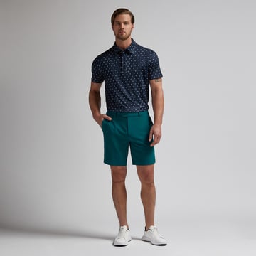 Geometric Floral Tech Jersey Polo Blå G/Fore