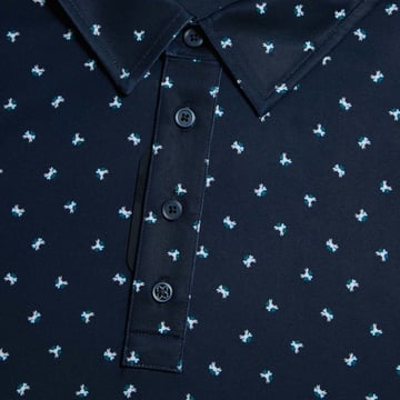 Geometric Floral Tech Jersey Polo Blå G/Fore