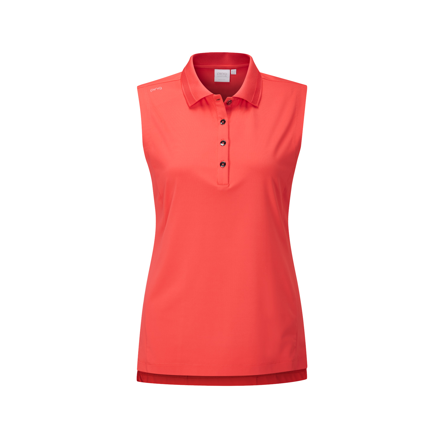 red sleeveless polo shirt