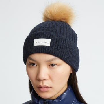 Pom Rib Beanie Blå Röhnisch