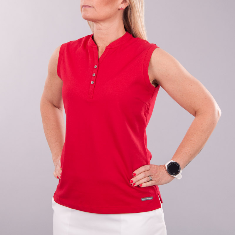 Ladies red sleeveless outlet polo shirts